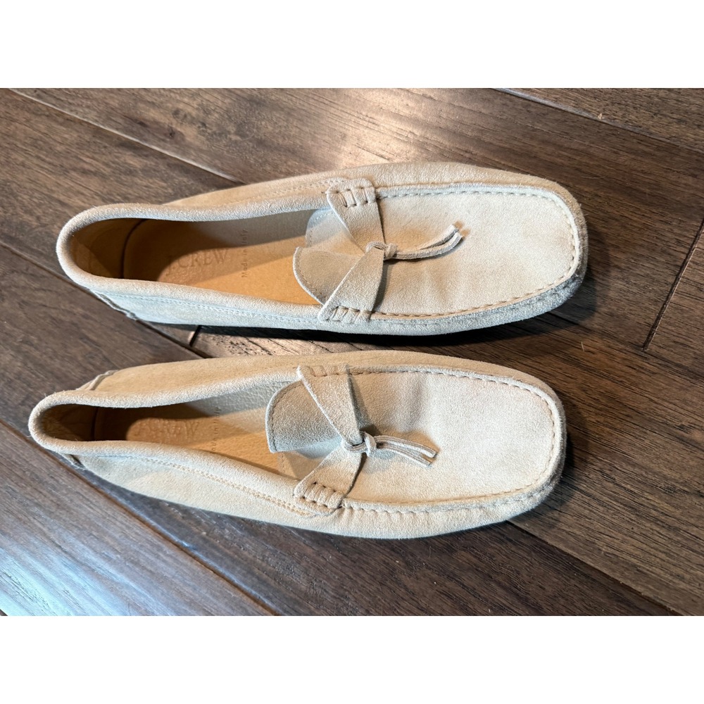 J.Crew Driving Moccasins Women 8 Beige Suede Leather Made in Italy Loafers